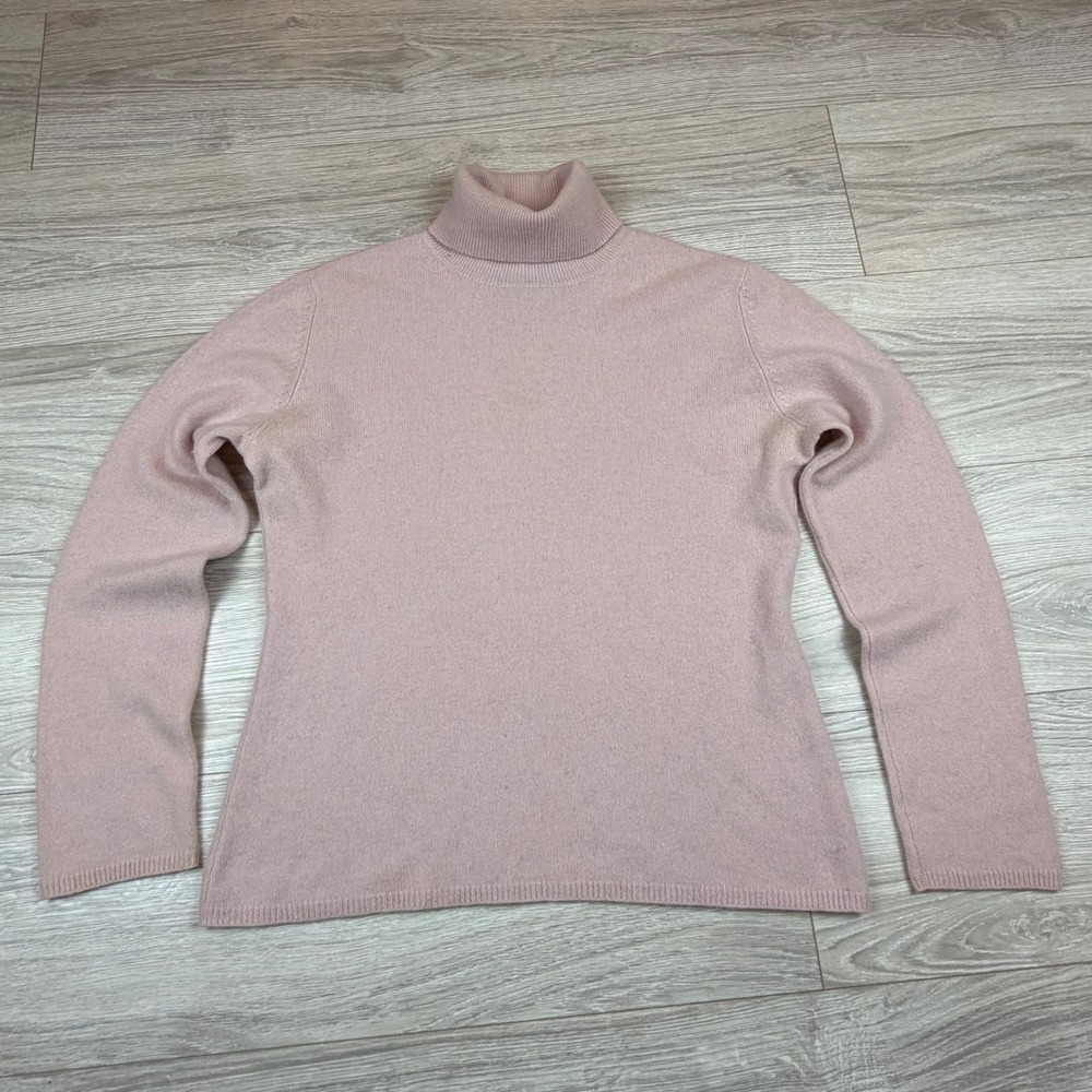 Sutton Studio Cashmere Blend Turtleneck Sweater‎ Light Baby Pink Womens Size M